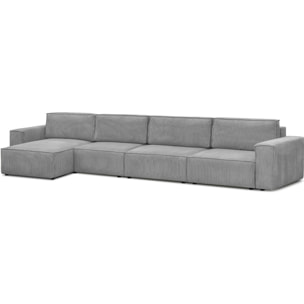 Canapé d'angle modulable 6/7 places en velours côtelé - Harper Mod