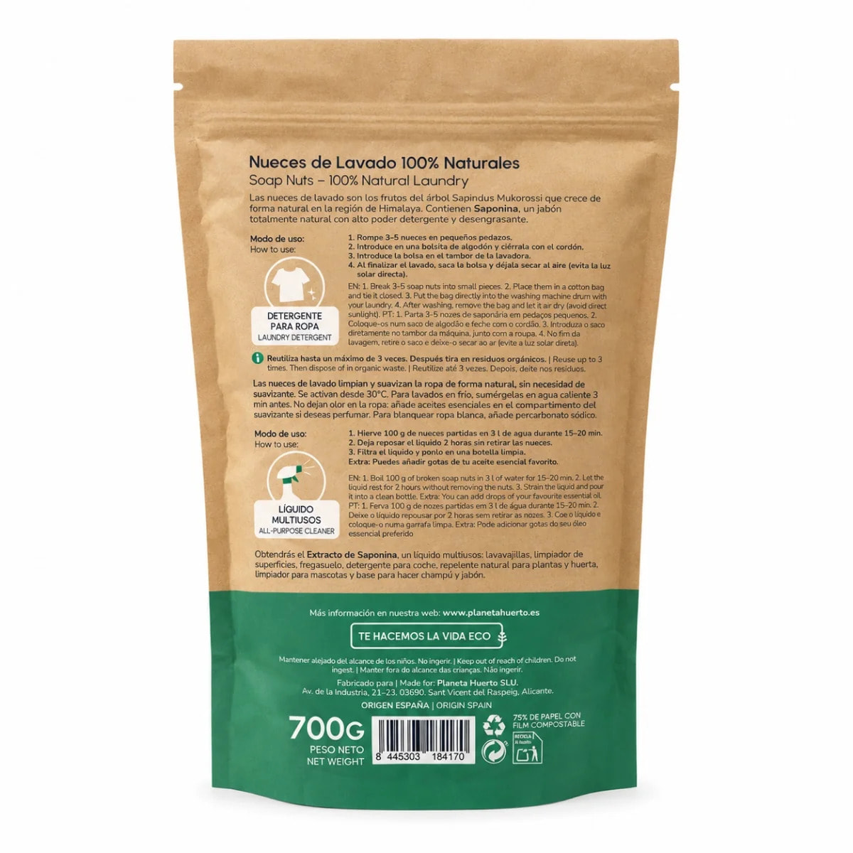 Pack 6xNueces de Lavado Planeta Huerto 700 gr