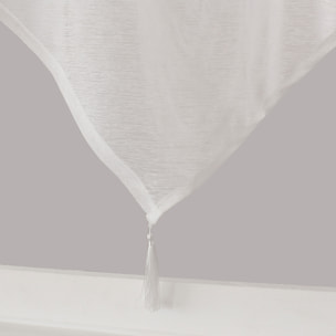 Paire de petits voilages en pointe avec pompon - Blanc