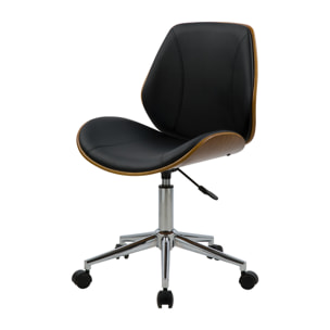 Chaise de bureau pivotante en bois en PU noir - Archie