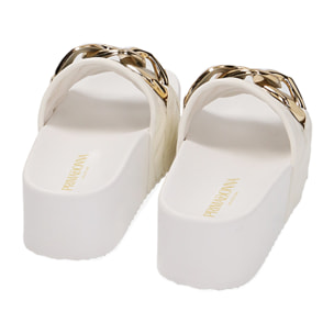 Zapatillas de playa blancas, suela 5 cm