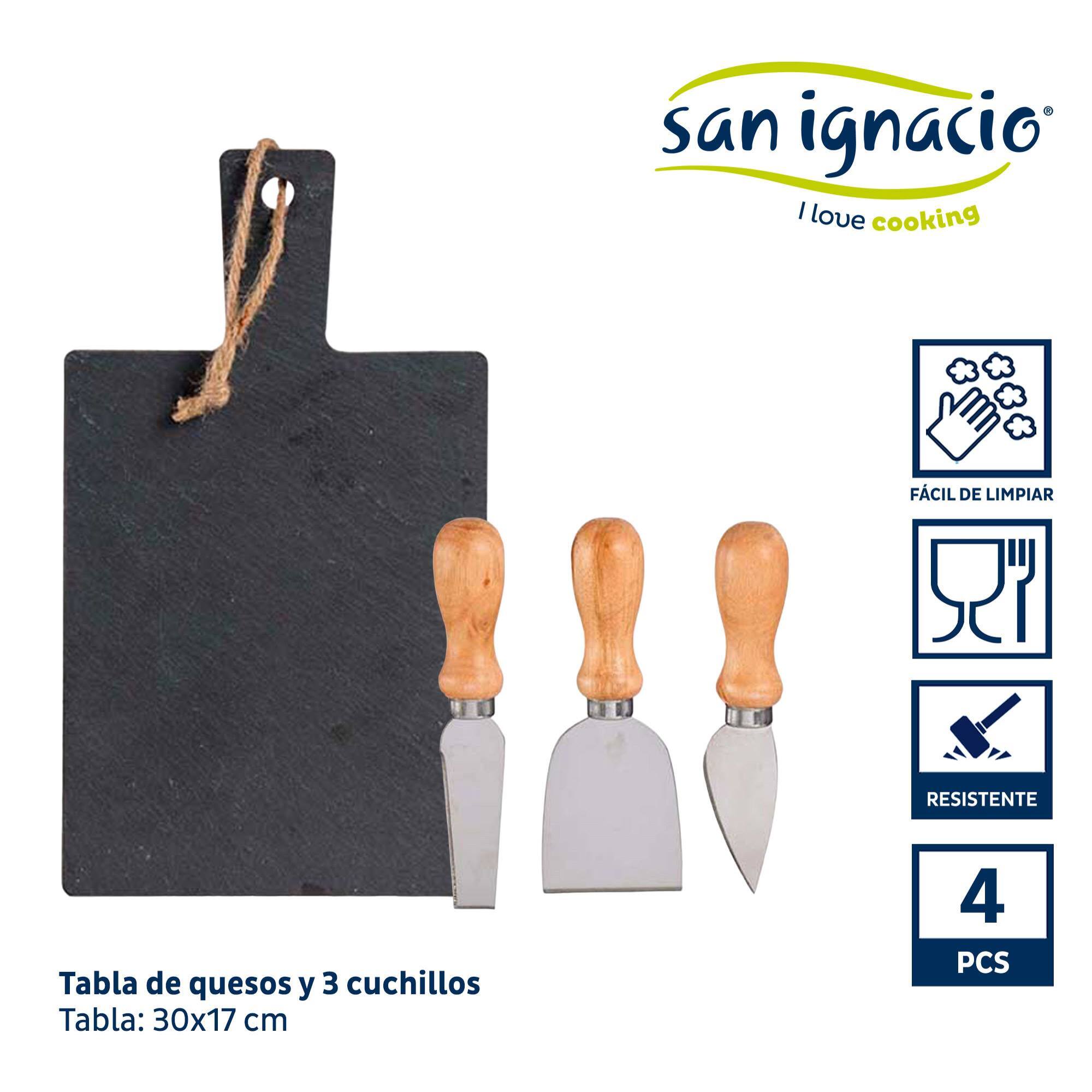 Tabla quesos pizarra con 3 cuchillos colección kinvara