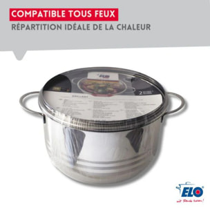 Lot de 3 faitouts 14, 16 et 20 cm en acier inoxydable sans PFAS Elo Brillant