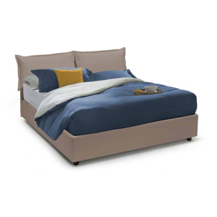 Letto matrimoniale Acrab, Letto contenitore con rivestimento in ecopelle, 100% Made in Italy, Apertura frontale, adatto per materasso Cm 160x200, Tortora