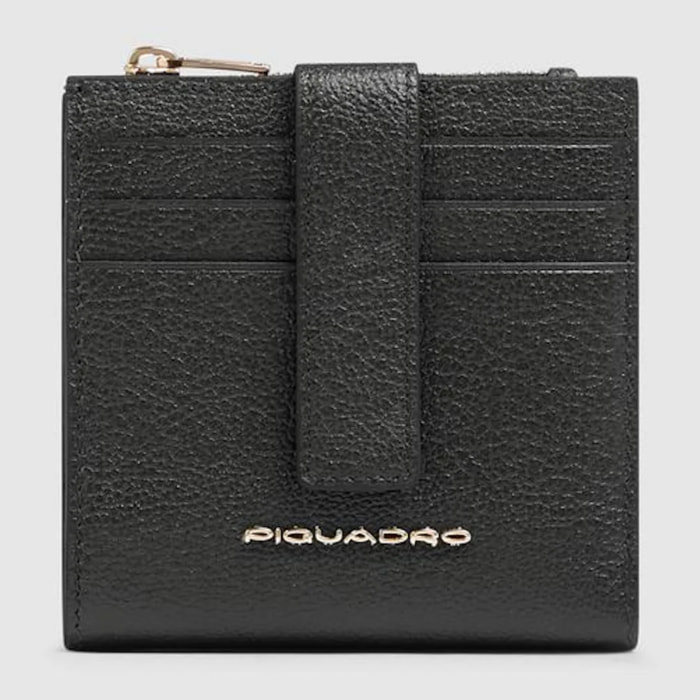 Piquadro Portacarte di credito in pelle con portamonete, schermato con protezione RFID