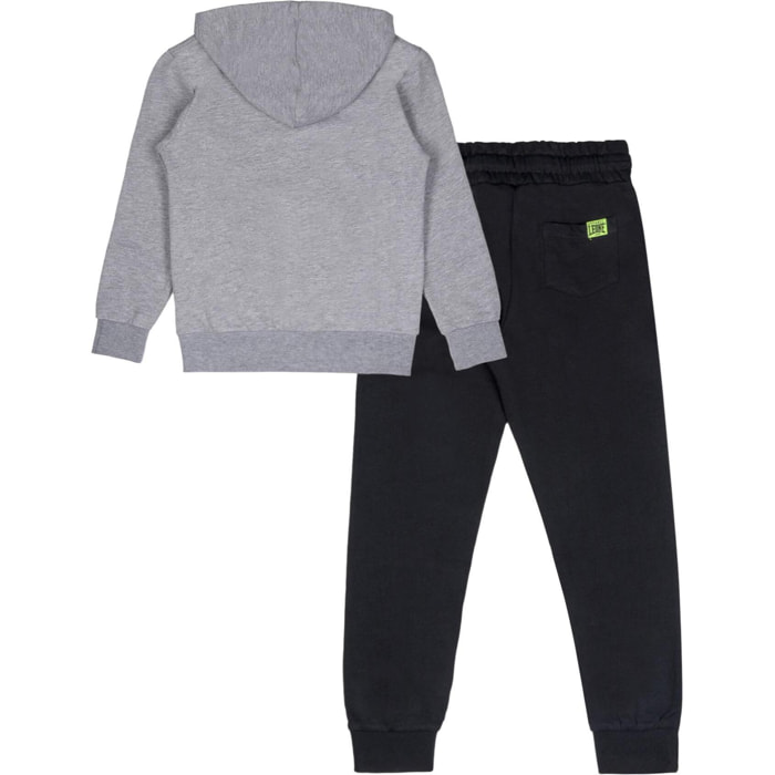 Tuta da bambino in cotone non garzato con cappuccio e zip Leone Boxing