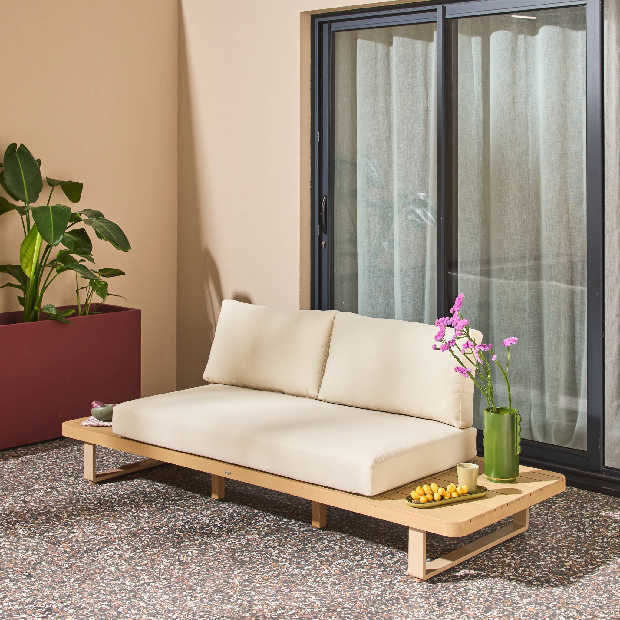 Banquette de jardin bois d'acacia et aluminium 2 places ACALIA LATIKA