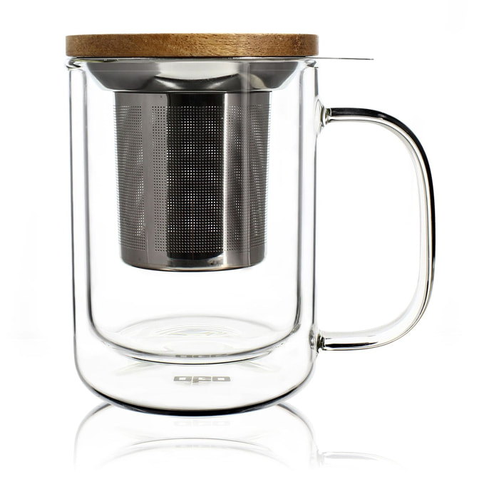 Tisanière en verre et couvercle en bois d'acacia 350ml GUSTAVE