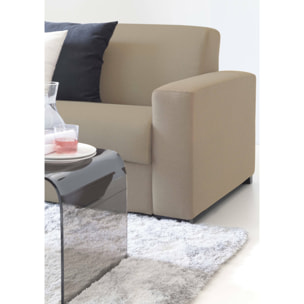 Divano fisso Nicoletta, Divano ad angolo, 100% Made in Italy, Sofà Soggiorno, con Penisola contenitore reversibile, in tessuto imbottito, con Braccioli standard, Cm 280x95h90, Beige