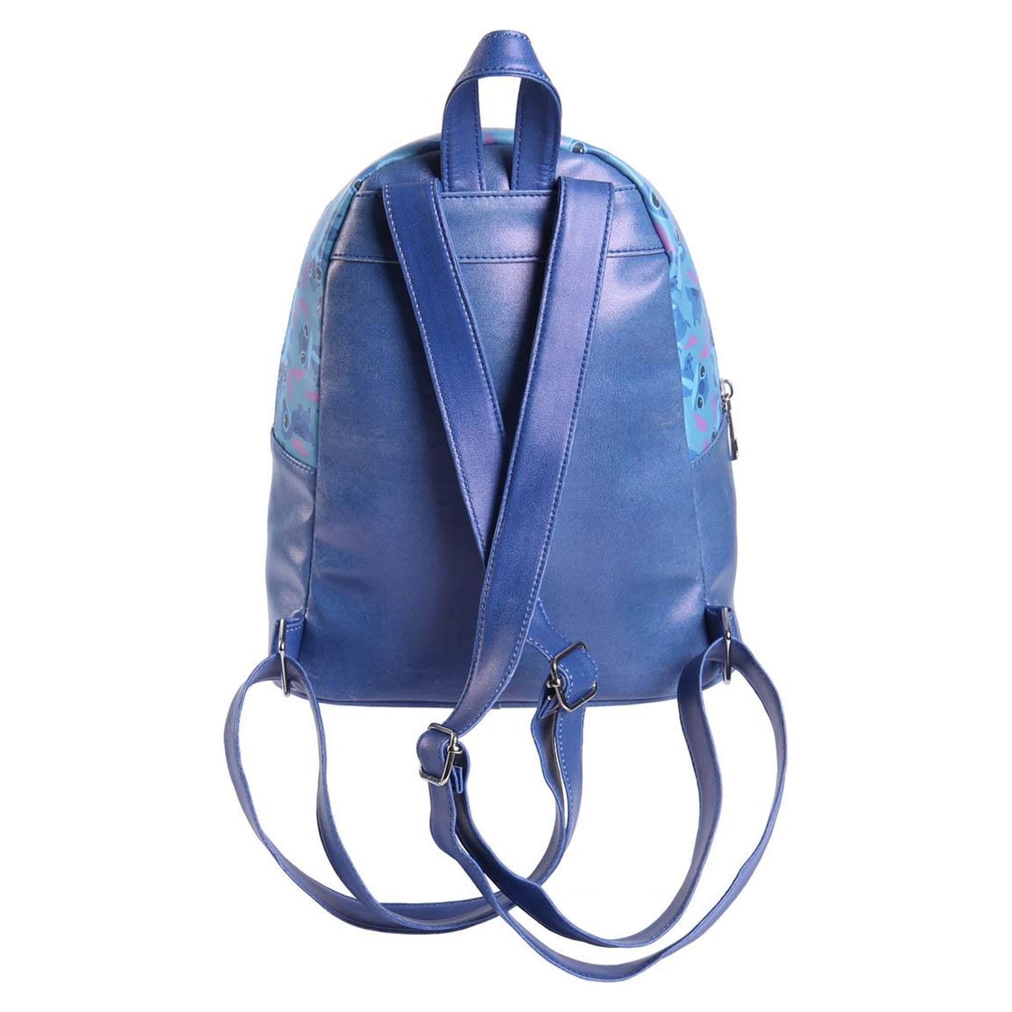 Mochila casual polipiel de stitch, azul, pequeña-mochila mini perfecta para llevar todas tus cosas ordenadas