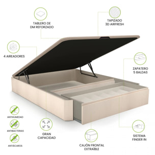 Canapé con cajón frontal con zapatero 150x190 cm en artic Luxury Premium 3D Artic