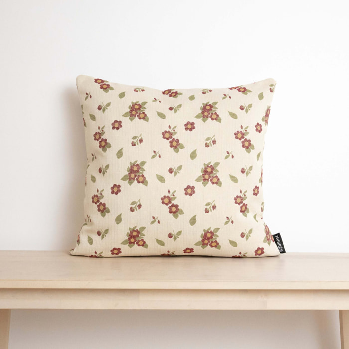 Housse de coussin jacquard 45x45 cm Fleurs Grandes