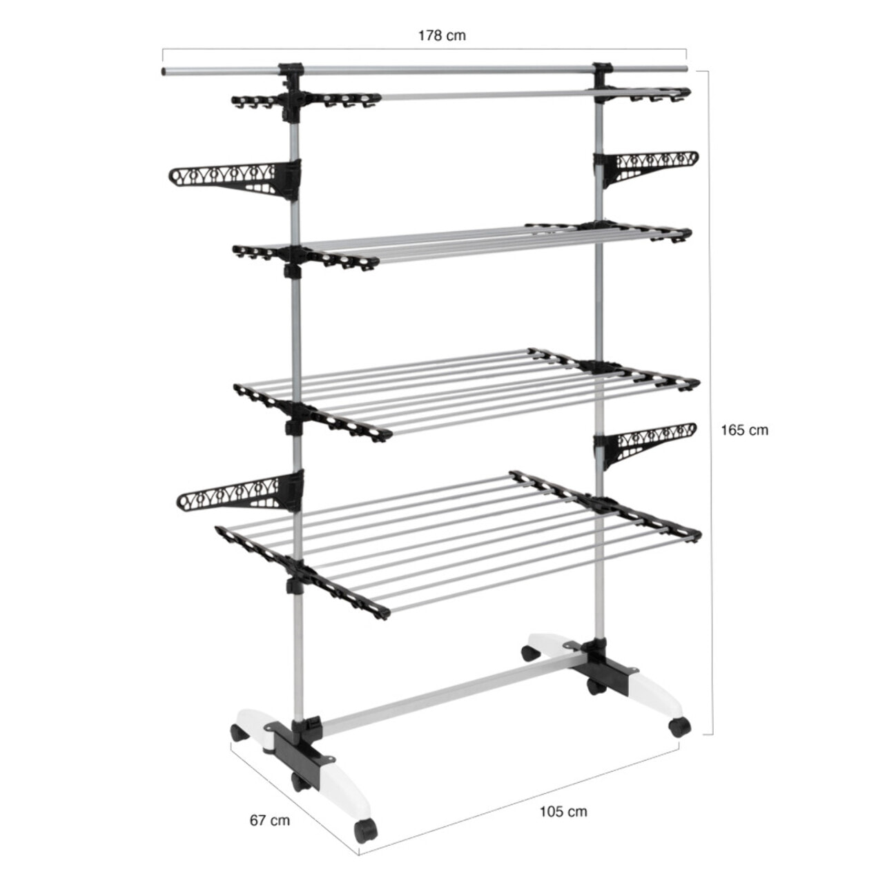 Séchoir Optima noir et blanc 4 niveaux - 40m d'étendage