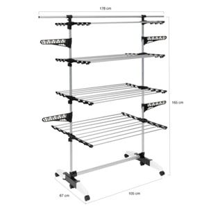 Séchoir Optima noir et blanc 4 niveaux - 40m d'étendage