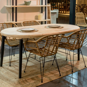 Mesa redonda extensible Padma Negro - Roble