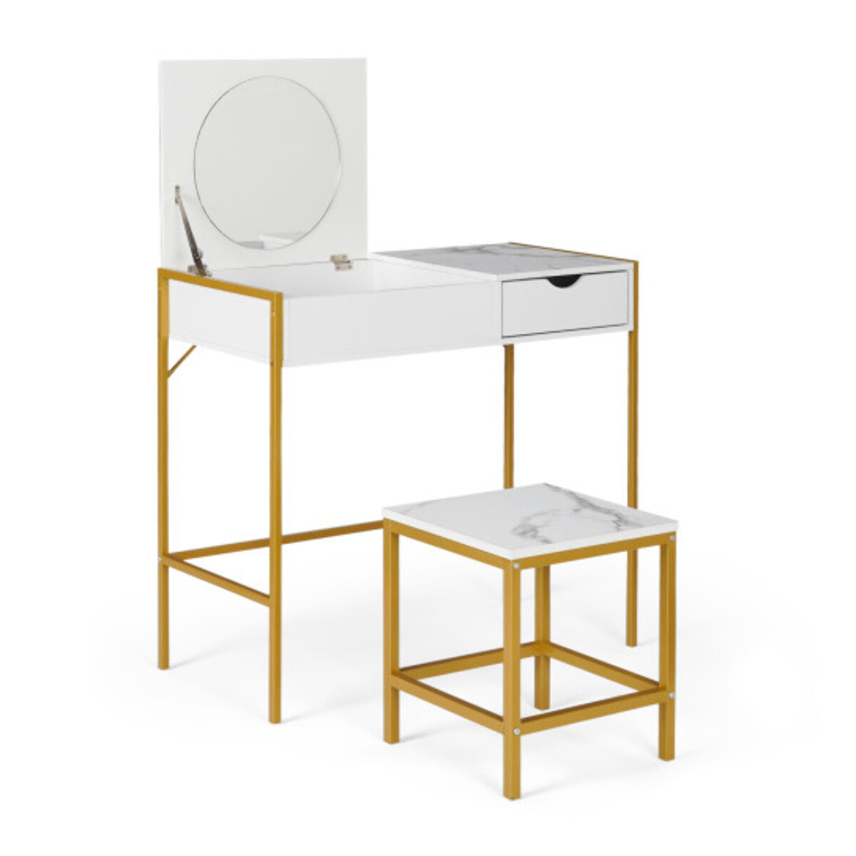 Coiffeuse Glam miroir rabattable avec tabouret