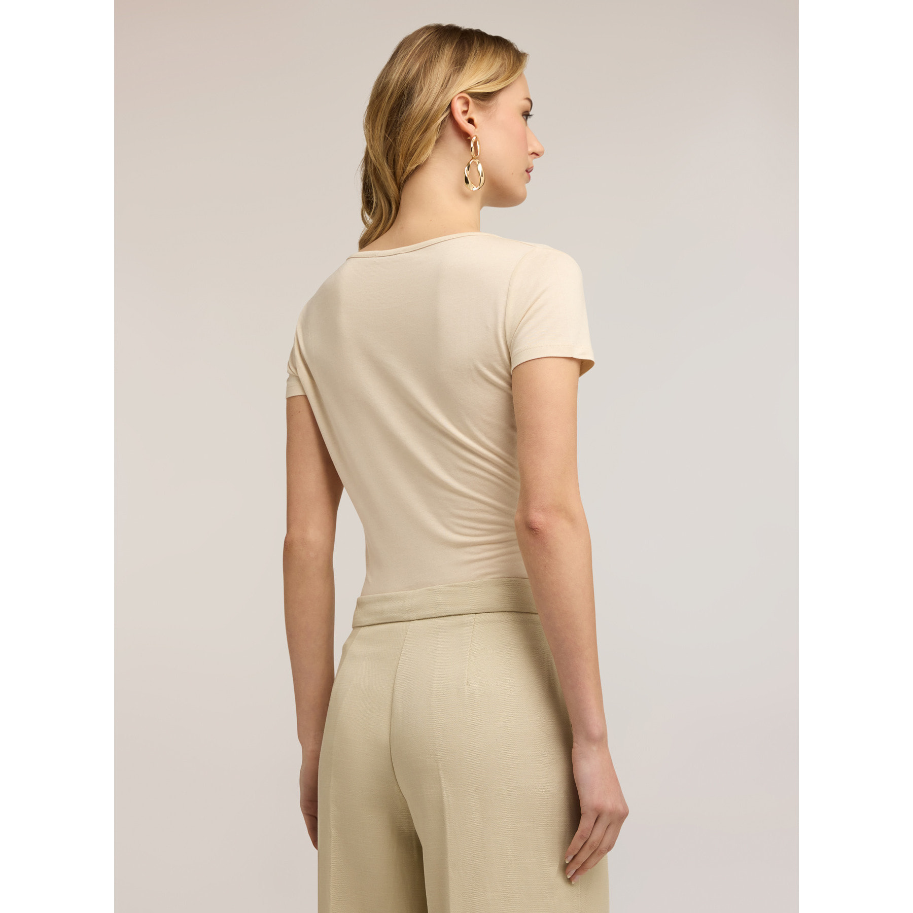 Motivi - Camiseta de jersey con drapeado - Beige