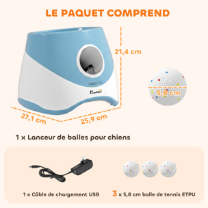 Lanceur de balles automatique pour chien 5 balles ETPU bleu