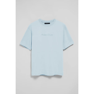 Maglietta blu chiaro a maniche corte e a girocollo con logotipo Polo Club