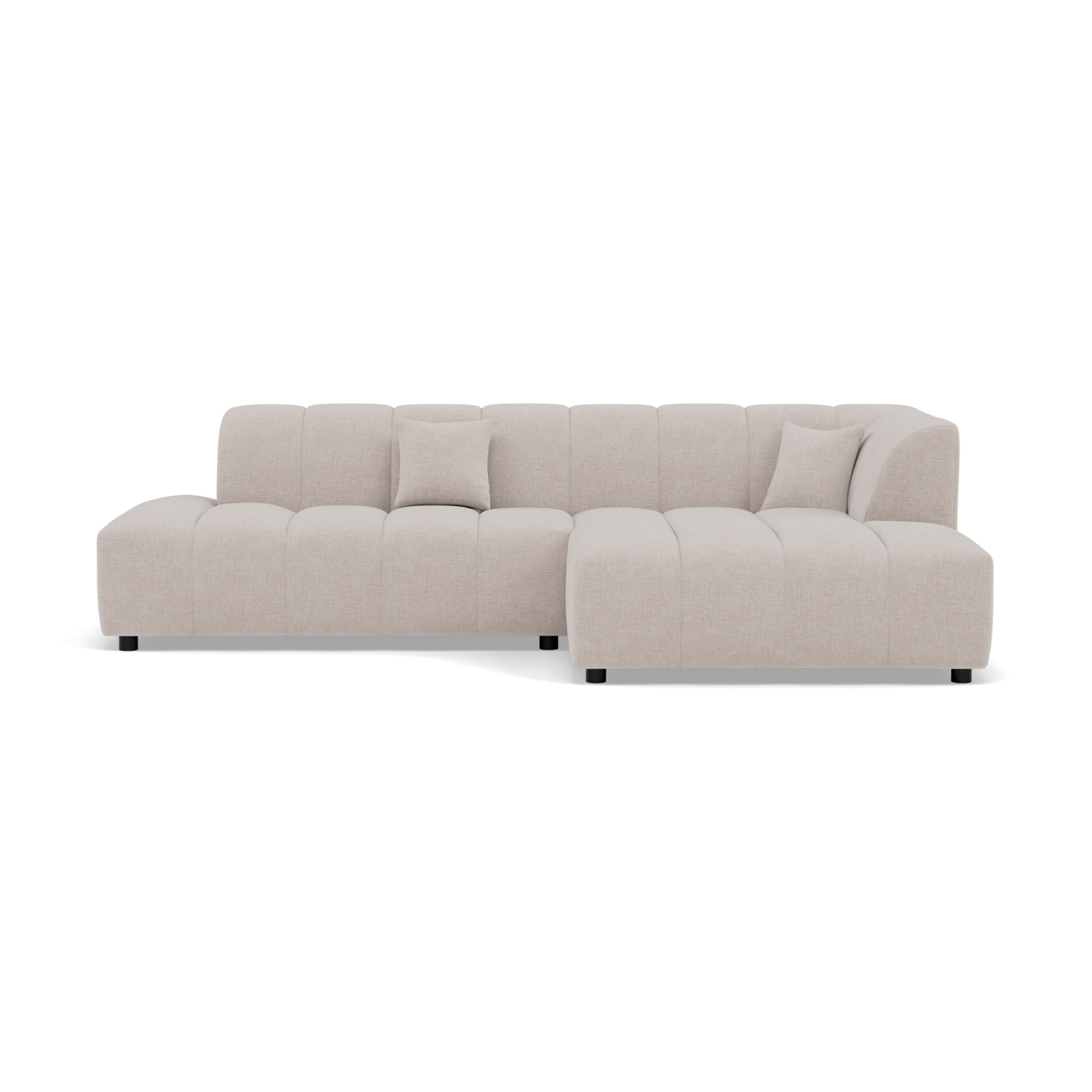 Curtis - canapé d'angle droit 4 places sans accoudoir en tissu texturé - Beige