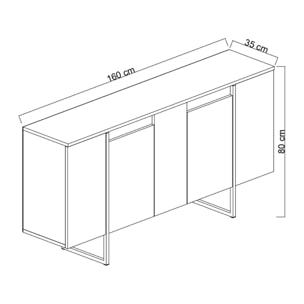 Buffet design bois et or 160 cm4 portes MINAS