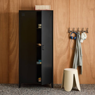 Armoire chambre dressing industriel métal 2 portes, 4 étagères, 1 penderie  SOHO