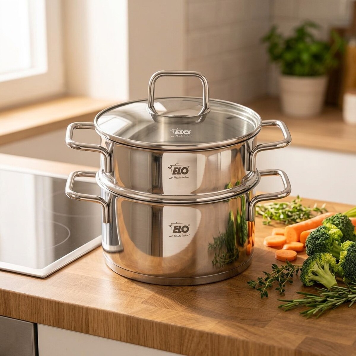 Cuiseur vapeur en inox 18 cm de 2 litres Elo Citrin