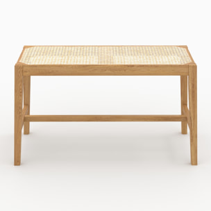 Banc 2 places en bois de chêne massif et cannage - Kappa