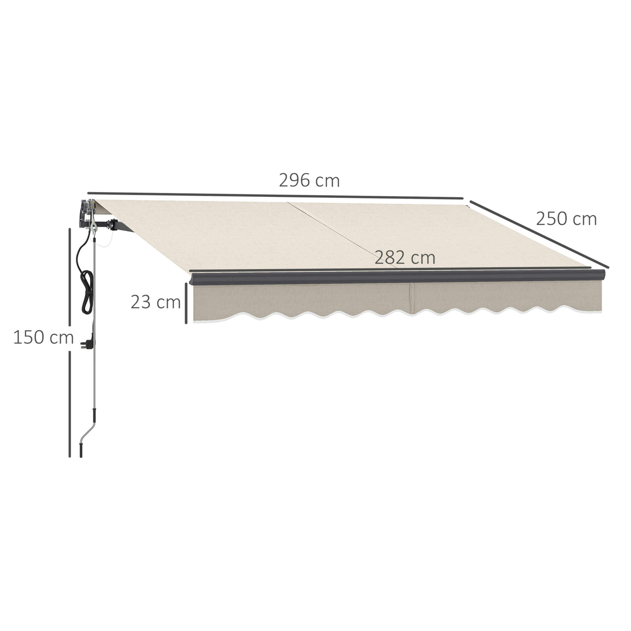 Toldo Eléctrico Retráctil y Manual con Mando a Distancia 3x2,5 m Toldo de Exterior Terraza Enrollable con Manivela Marco de Aluminio y Protección UV30+ para Jardín Puerta Ventana Crema