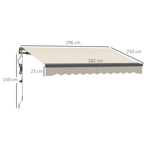 Toldo Eléctrico Retráctil y Manual con Mando a Distancia 3x2,5 m Toldo de Exterior Terraza Enrollable con Manivela Marco de Aluminio y Protección UV30+ para Jardín Puerta Ventana Crema