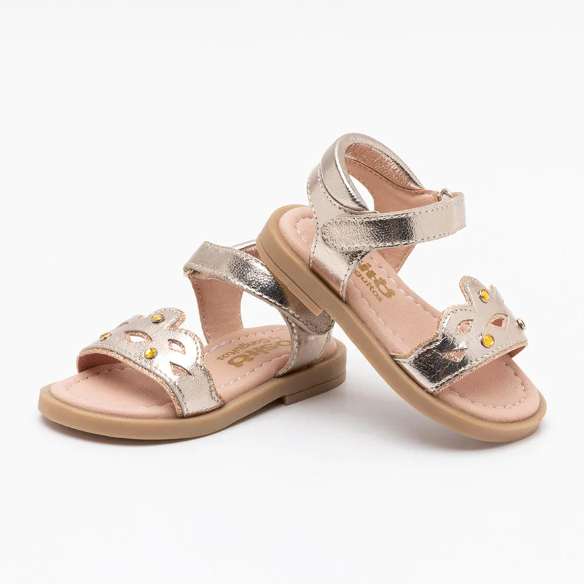 Sandalias de Bebé Corona Piel Platino