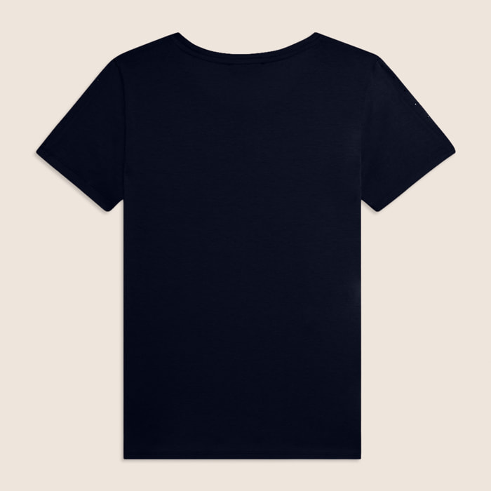 T-shirt manica corta con dettaglio cut out e strass