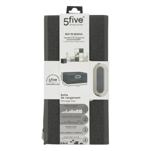 Panier tissu 31x15cm "Mix N' Modul" gris foncé chiné