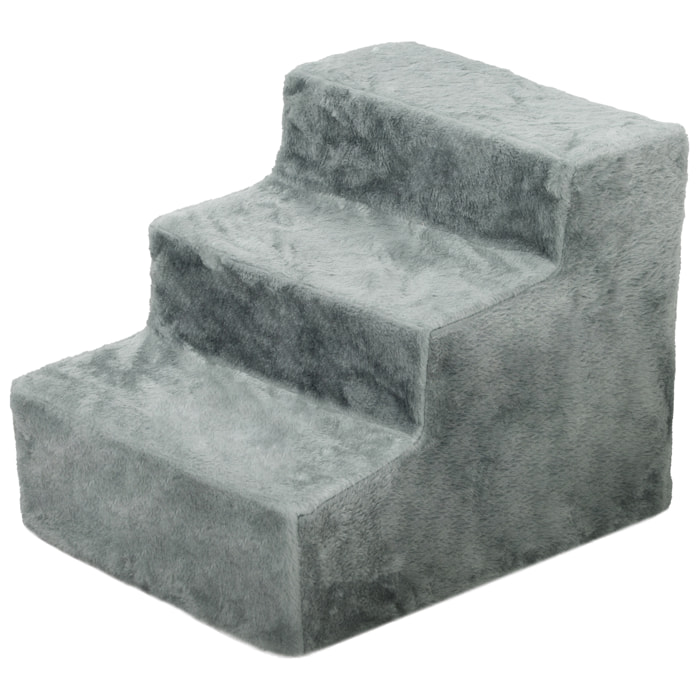 Escalier pour chien à 3 marches déhoussable lavable - 46 x 35 x 35 cm - gris