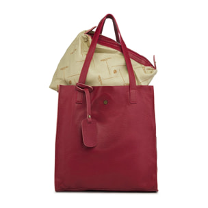 Borse Donna colore Rosso-in pelle Made in Italy 33x38x15cm