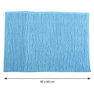 Alfombra de baño MSV ''Chenille'' antideslizante de microfibra en color azul 40 x 60 cm