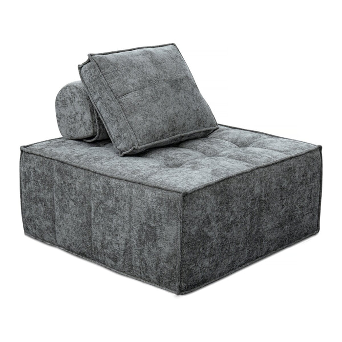 Chauffeuse en tissu texturé "Velluto" - 96 x 100 x 89 cm - Gris