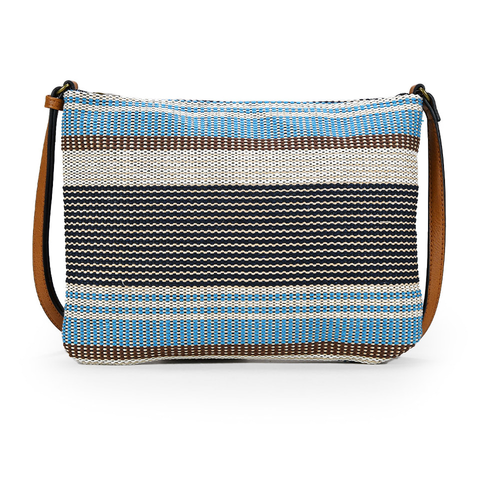 Bolso de rafia azul tipo bandolera