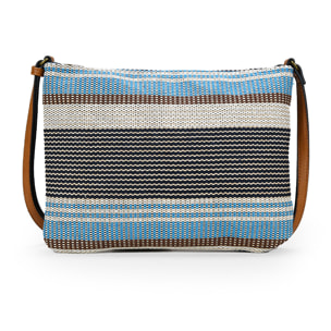 Bolso de rafia azul tipo bandolera