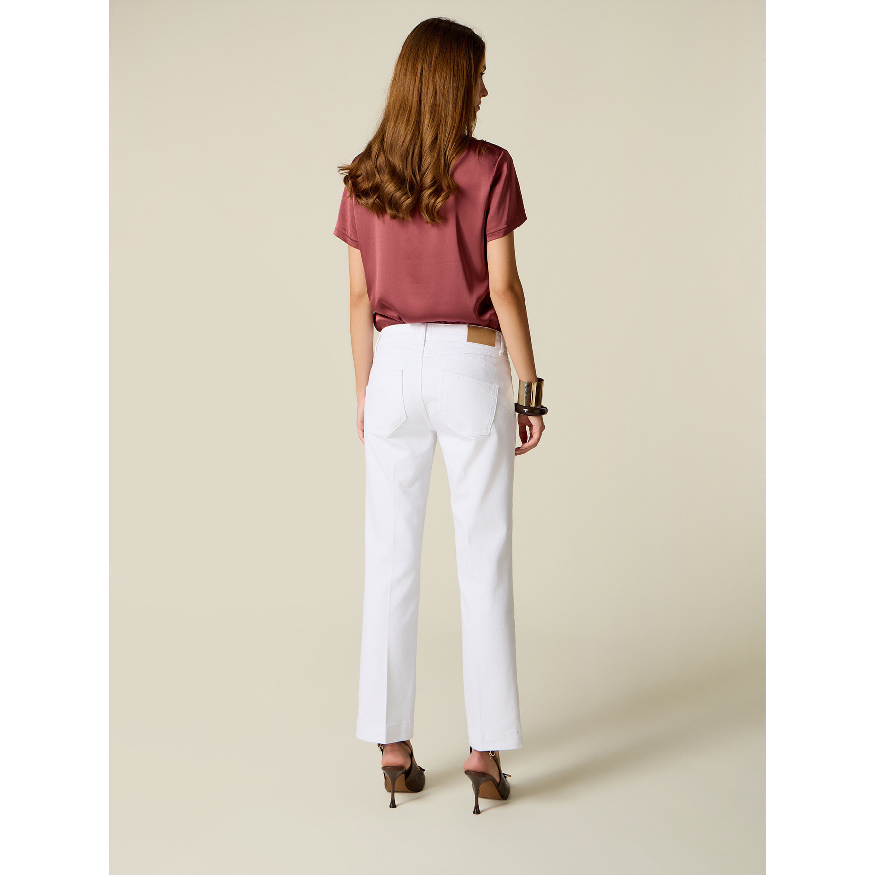 Oltre - Pantaloni in drill misto cotone - Bianco