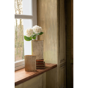 J-Line Vase Cotelé Aluminium Doré Large