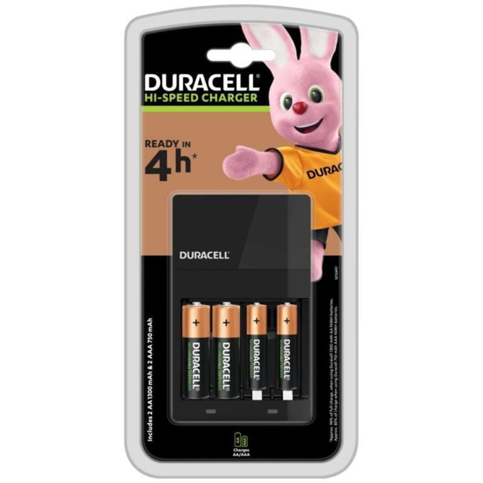 Chargeur secteur DURACELL LR06 AA/LR03 AAA x2 + Chargeur CEF14