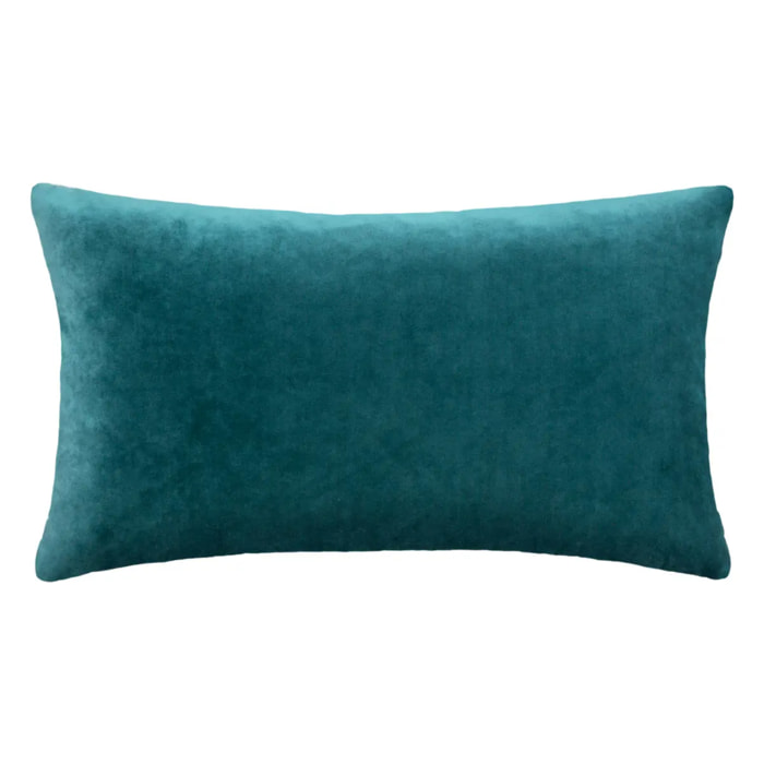 Coussin "Dolce" velours bleu canard 38x58cm