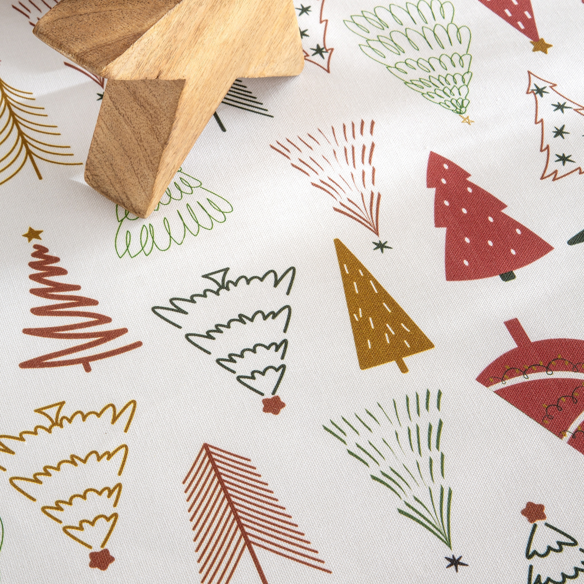 Nappe nöel anti-taches 100% coton WOOD