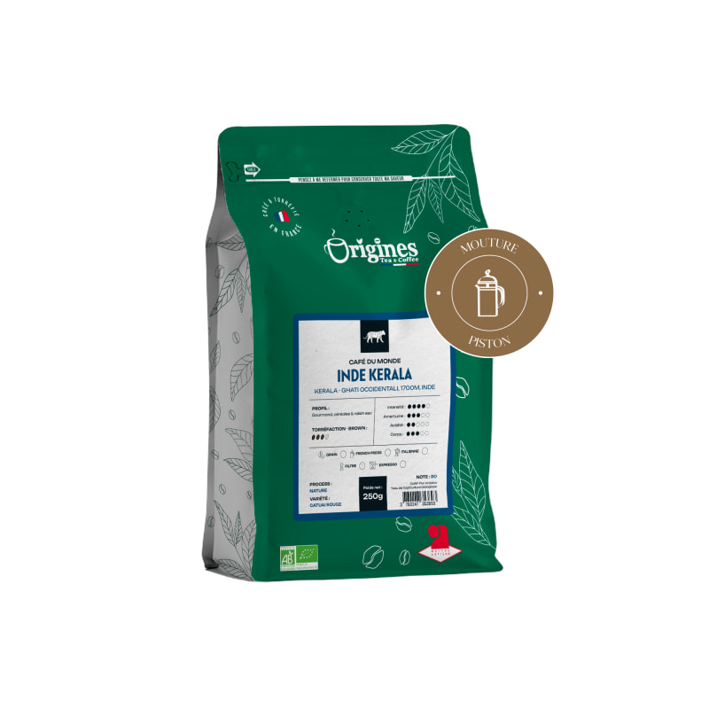 Café Bio - Inde Kerala - Pur Robusta - Piston 250g
