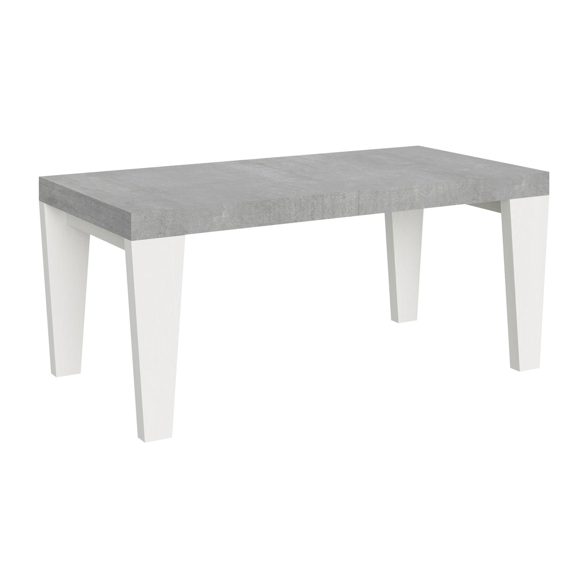 Mesa extensible 90x180/440 cm Spimbo Mix tapa Cemento patas Fresno Blanco