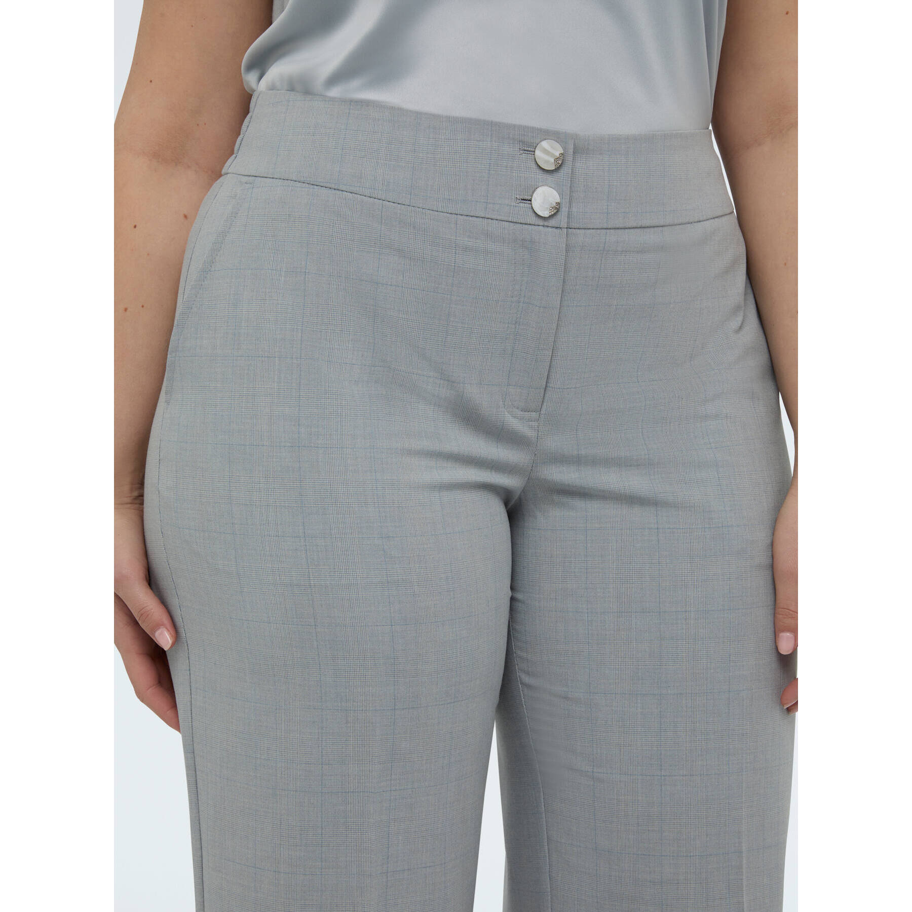 Fiorella Rubino - Pantaloni Regular stampa check - Grigio