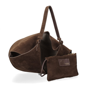 Borsa a spalla da donna - Modello Lisboa - Pelle Scamosciata - 27.0 x 38.0 x 21.5 cm