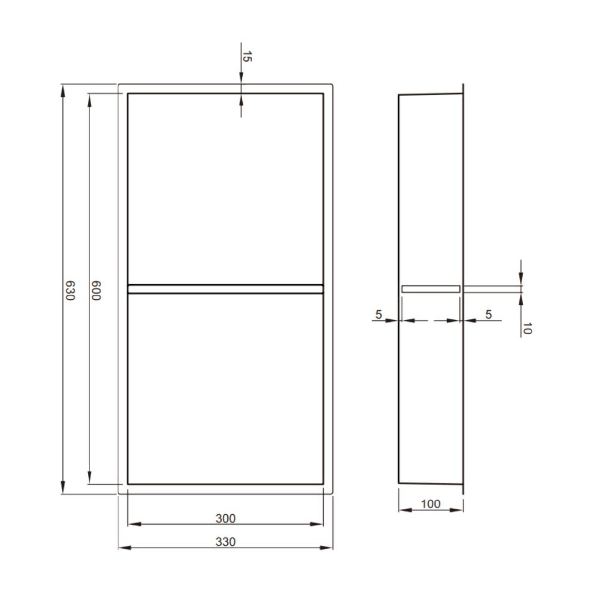 Aurum Niche de Douche à encastrer, Acier Inoxydable 304, 2 étagères, 60x30x10cm, Gun Métal brossé PVD (SATAURN6030SBGM)