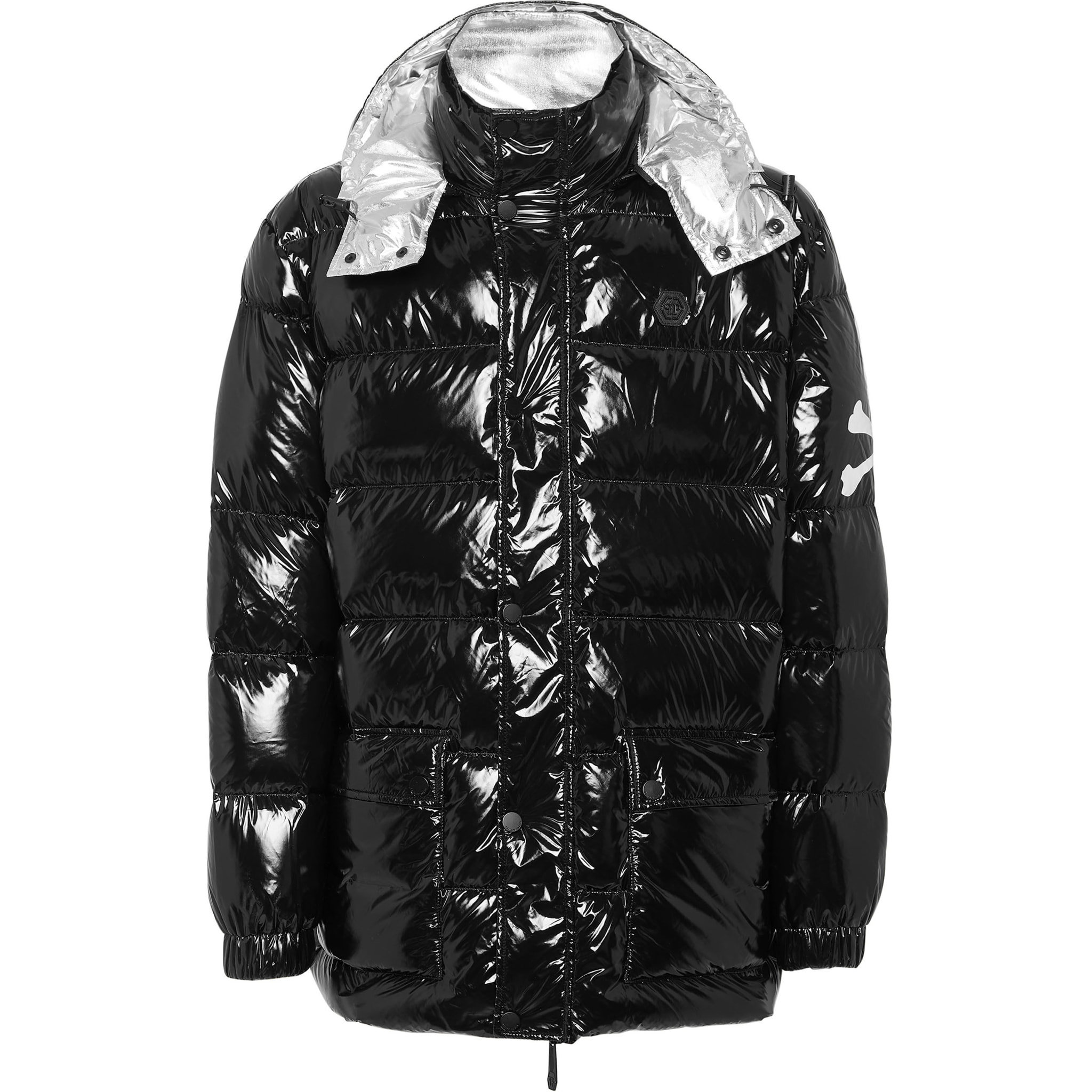 PHILIPP PLEIN Long Down Jacket SKULL&BONES